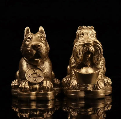 China brass dog wealth crafts statue