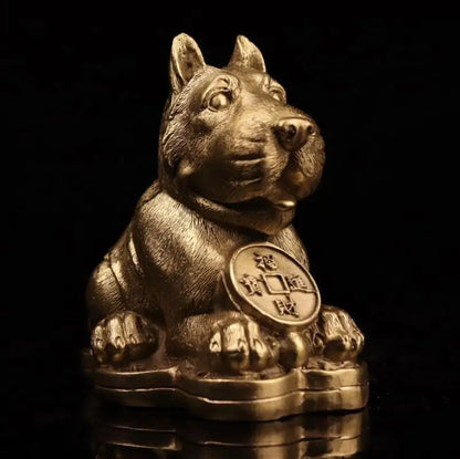 China brass dog wealth crafts statue
