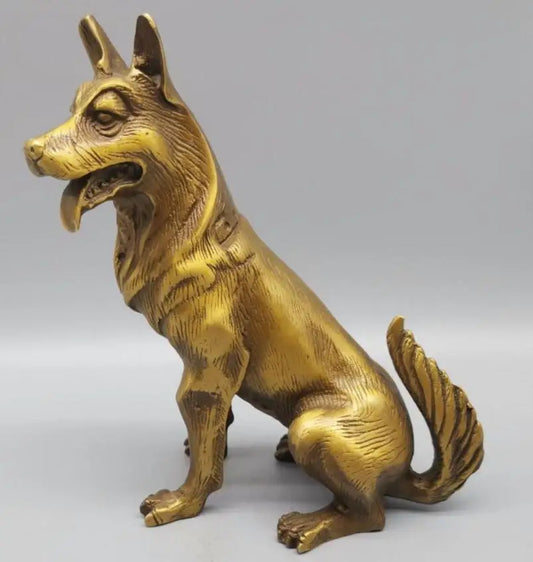 China brass dog wealth crafts statue