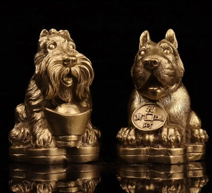 China brass dog wealth crafts statue