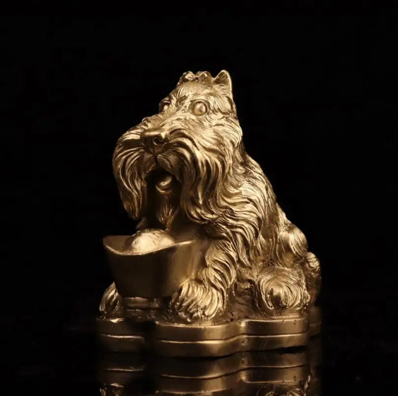 China brass dog wealth crafts statue
