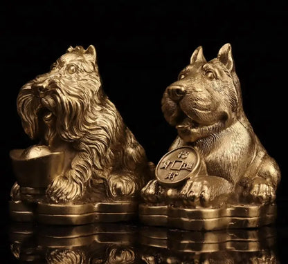 China brass dog wealth crafts statue