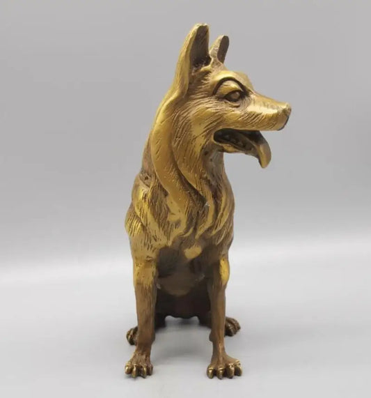 China brass dog wealth crafts statue