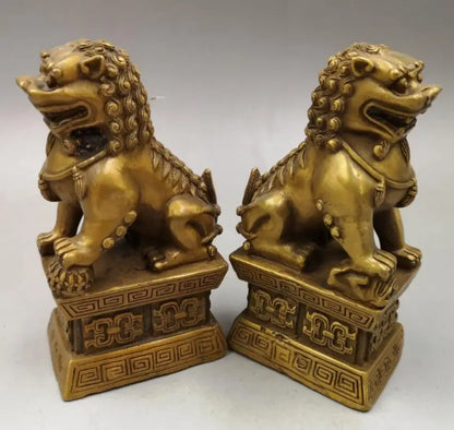 China brass door lion crafts statue A pair