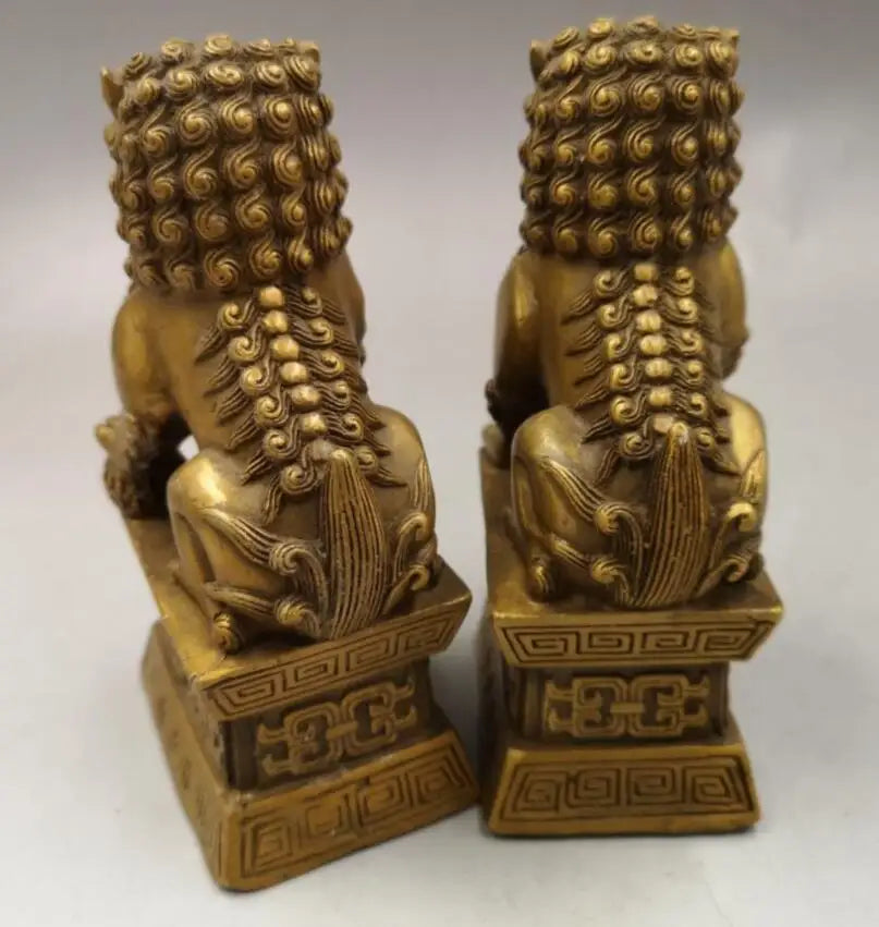China brass door lion crafts statue A pair