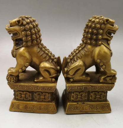 China brass door lion crafts statue A pair