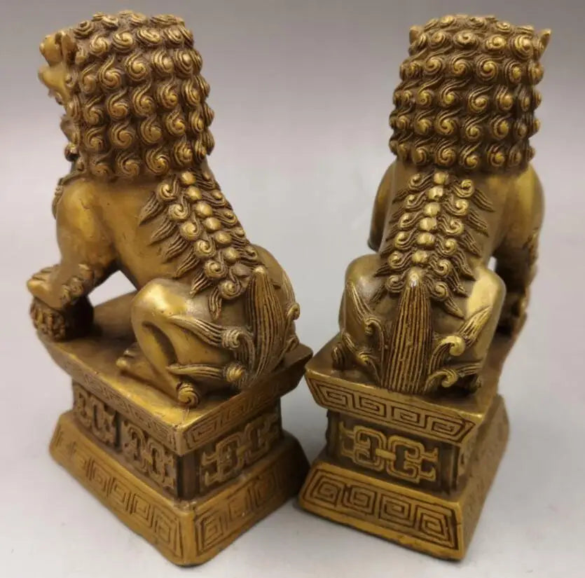 China brass door lion crafts statue A pair