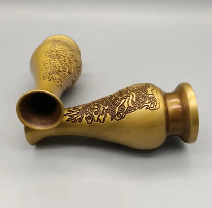 China brass double dragon play bead vase crafts statue A pair