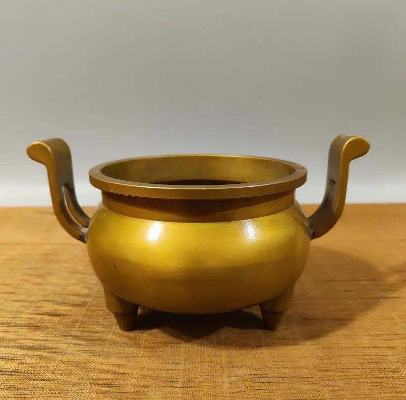 China brass double ear Incense burner crafts statue