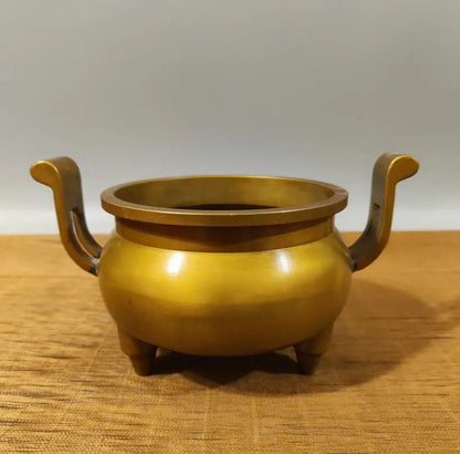 China brass double ear Incense burner crafts statue