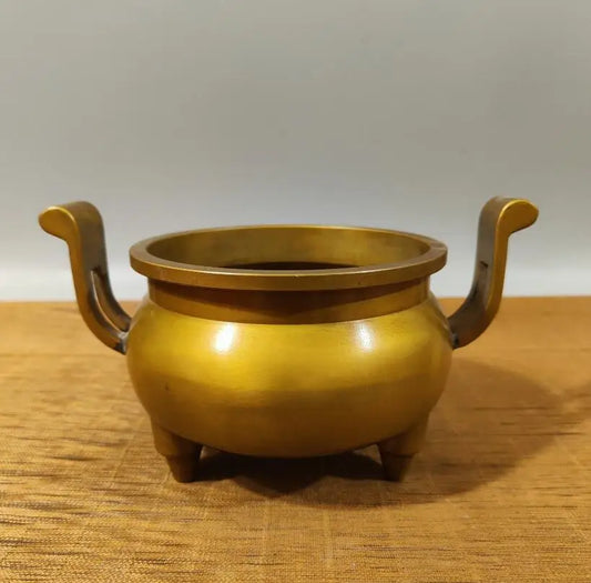 China brass double ear Incense burner crafts statue