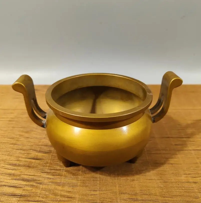 China brass double ear Incense burner crafts statue