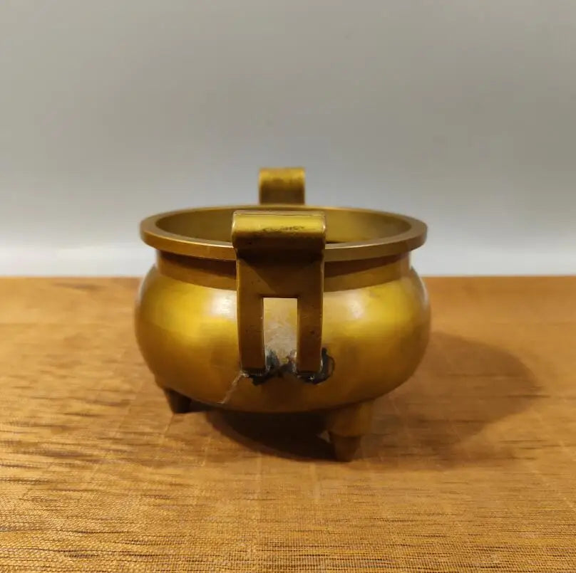 China brass double ear Incense burner crafts statue