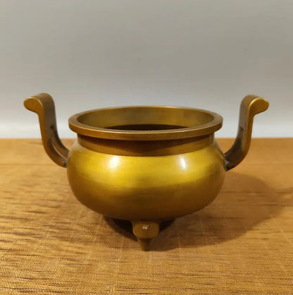 China brass double ear Incense burner crafts statue