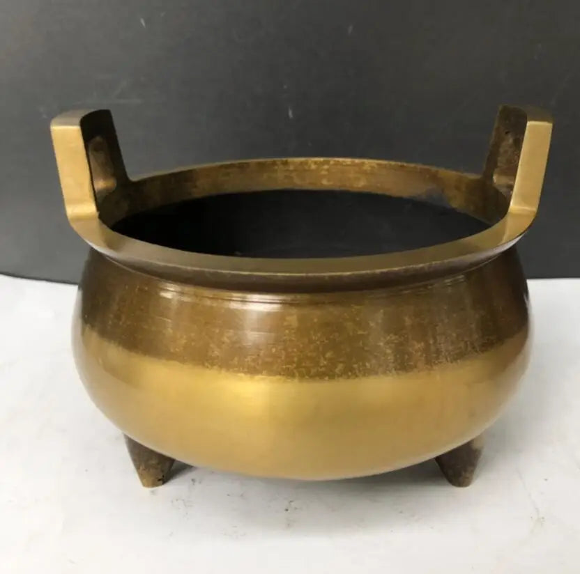 China brass double ear incense burner crafts statue