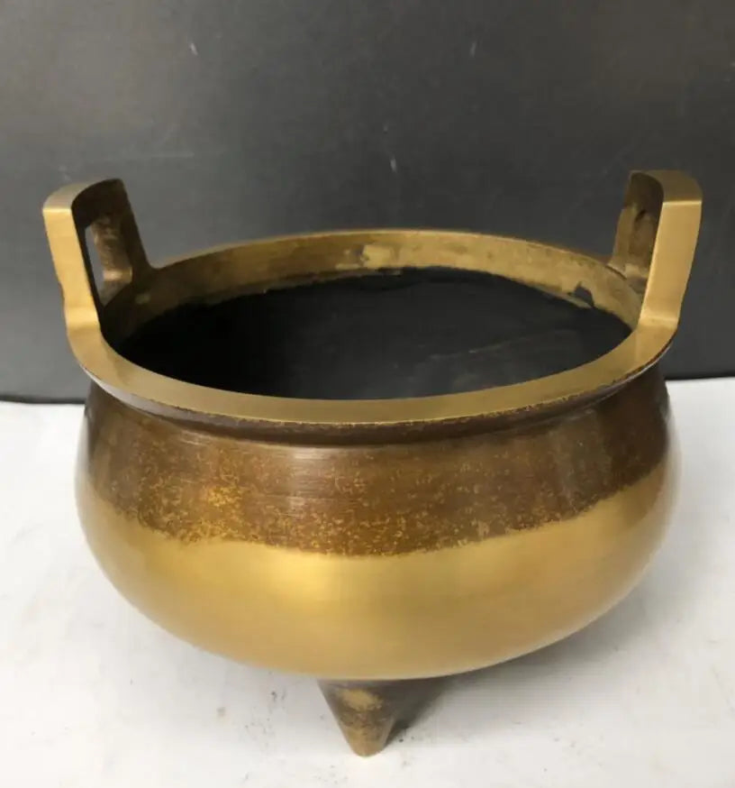 China brass double ear incense burner crafts statue