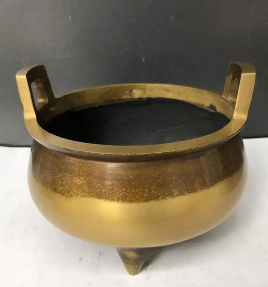 China brass double ear incense burner crafts statue