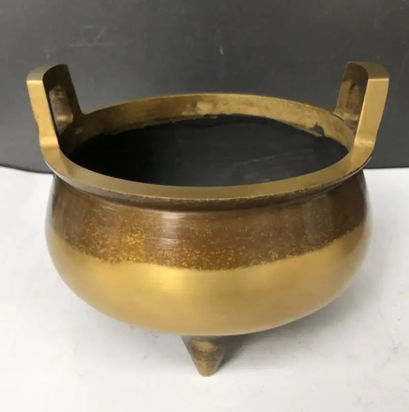 China brass double ear incense burner crafts statue
