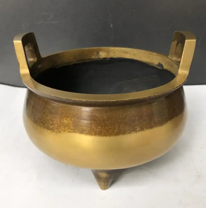 China brass double ear incense burner crafts statue