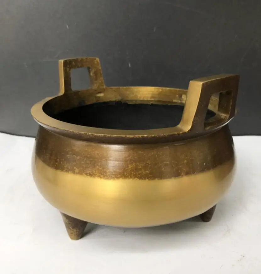 China brass double ear incense burner crafts statue