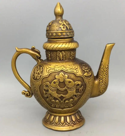 China brass double fish flagon crafts statue