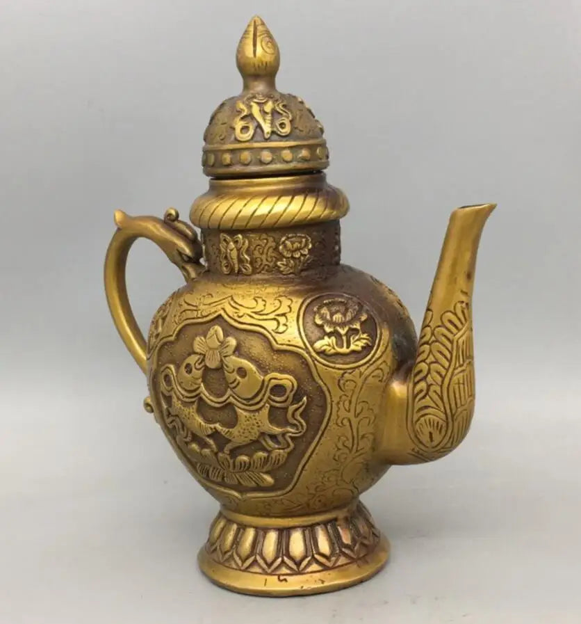 China brass double fish flagon crafts statue