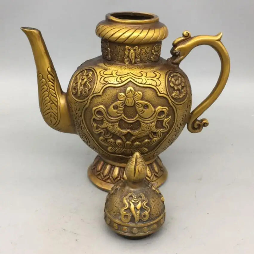 China brass double fish flagon crafts statue