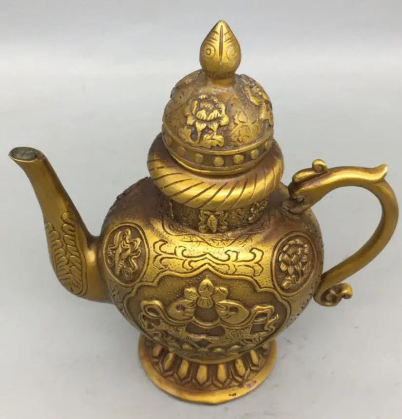 China brass double fish flagon crafts statue