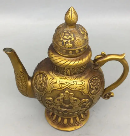 China brass double fish flagon crafts statue