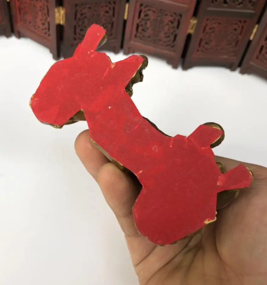 China brass double lion crafts statue