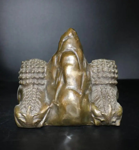 China brass double lion crafts statue
