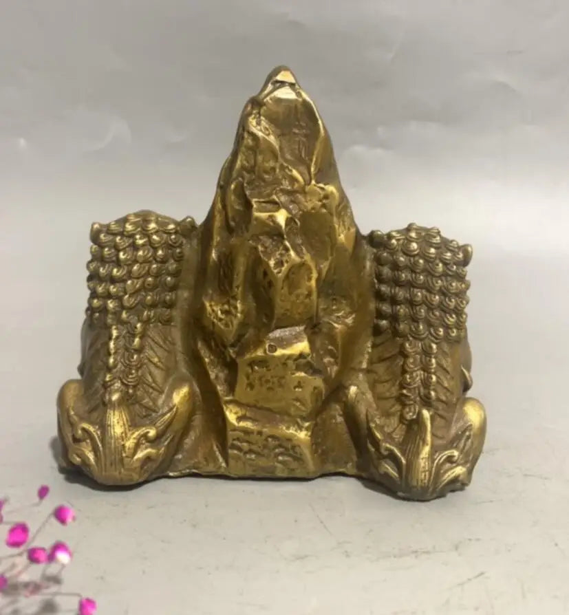 China brass double lion small crafts statue