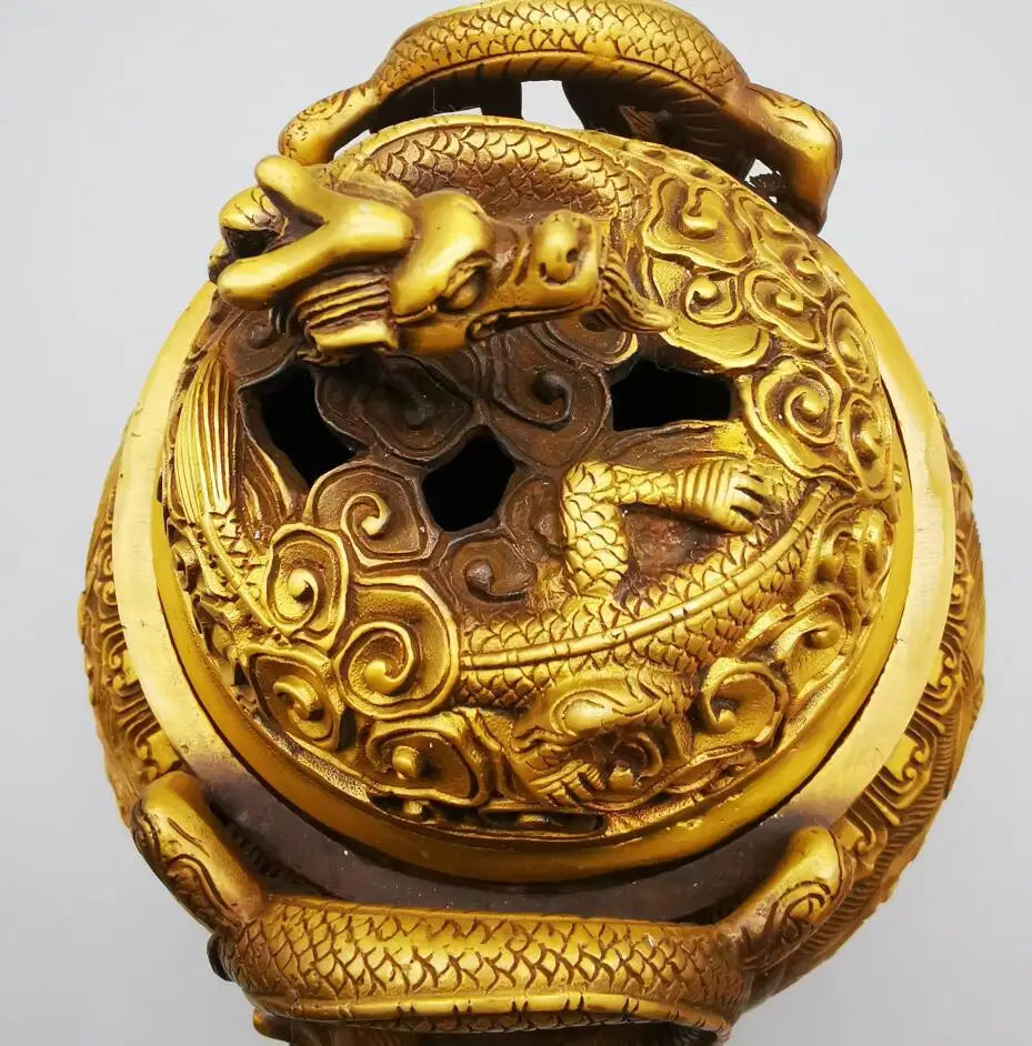 China brass dragon Incense burner crafts statue