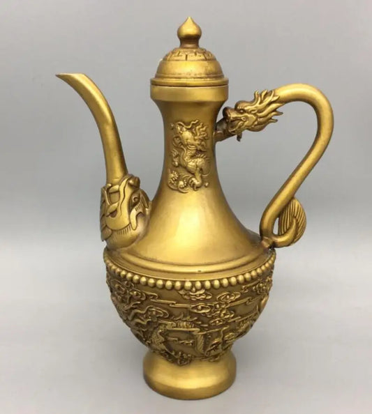 China brass dragon flagon crafts statue