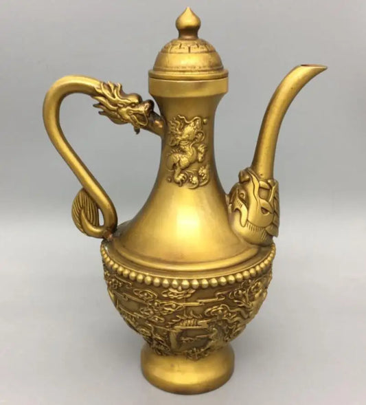 China brass dragon flagon crafts statue