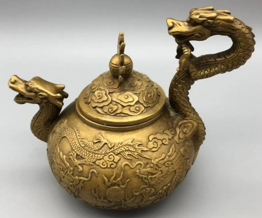 China brass dragon handle flagon crafts statue