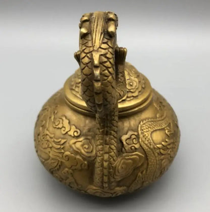China brass dragon handle flagon crafts statue