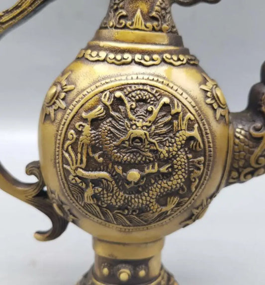 China brass dragon head flagon crafts statue