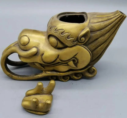 China brass dragon head teapot crafts statue