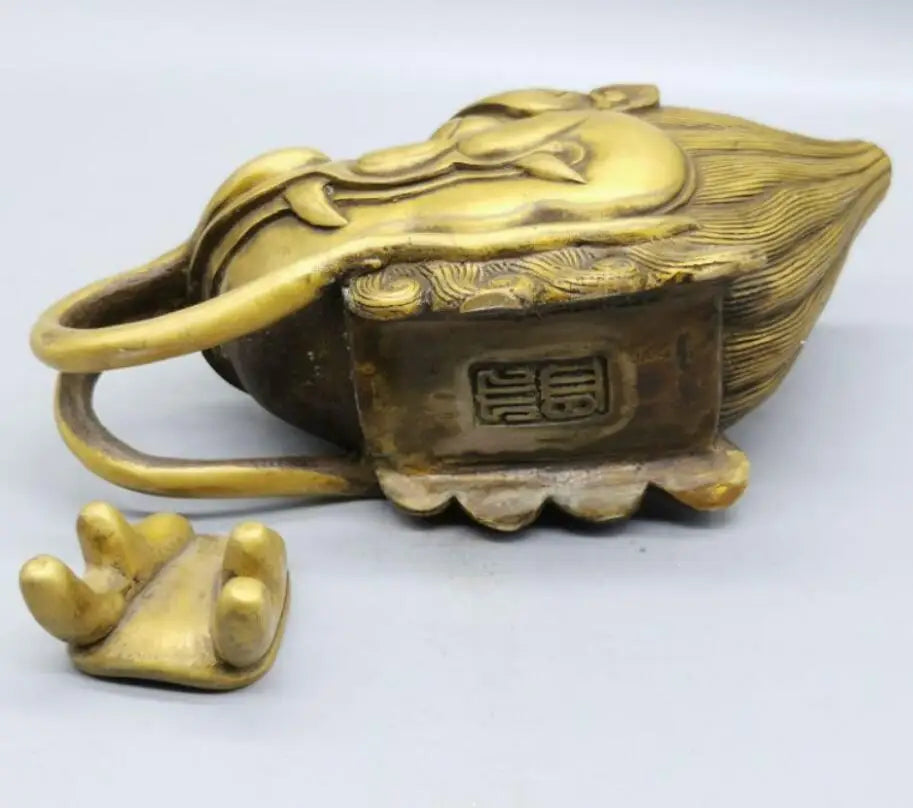China brass dragon head teapot crafts statue