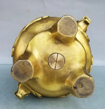 China brass dragon head treasure bowl crafts statue