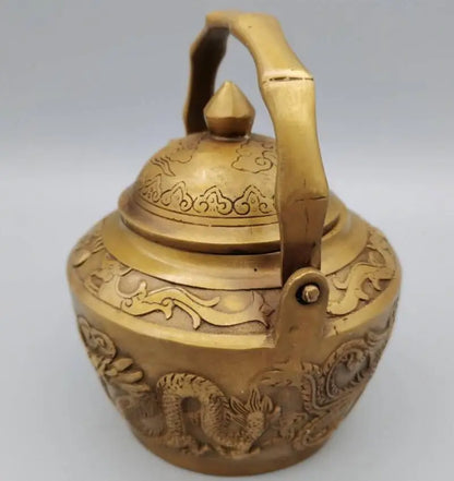 China brass dragon phoenix Chengxiang flagon crafts statue