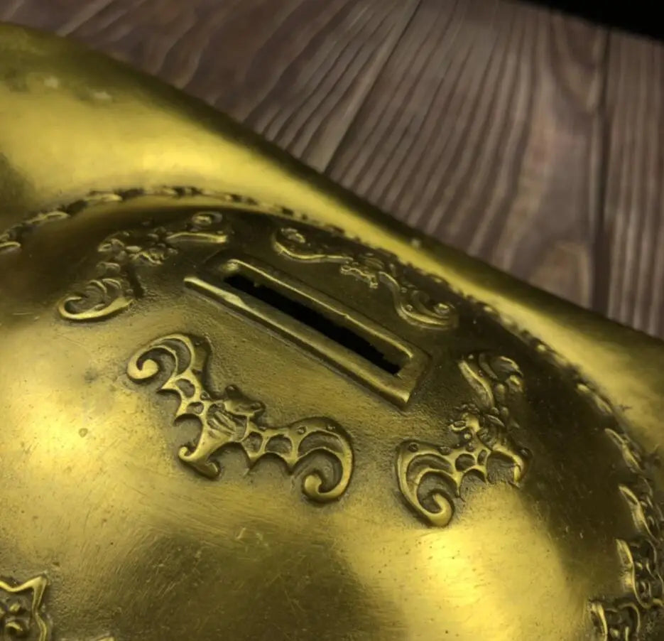 China brass dragon phoenix Ingots Piggy bank crafts statue