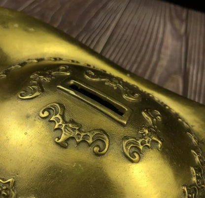 China brass dragon phoenix Ingots Piggy bank crafts statue
