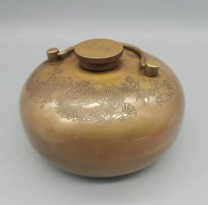 China brass dragon phoenix Warm hand pot crafts statue