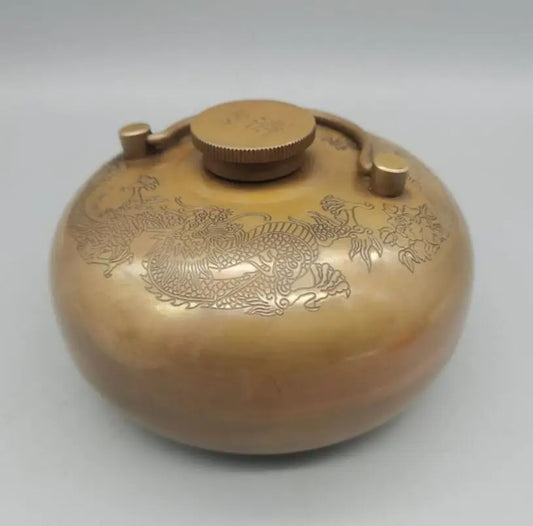 China brass dragon phoenix Warm hand pot crafts statue