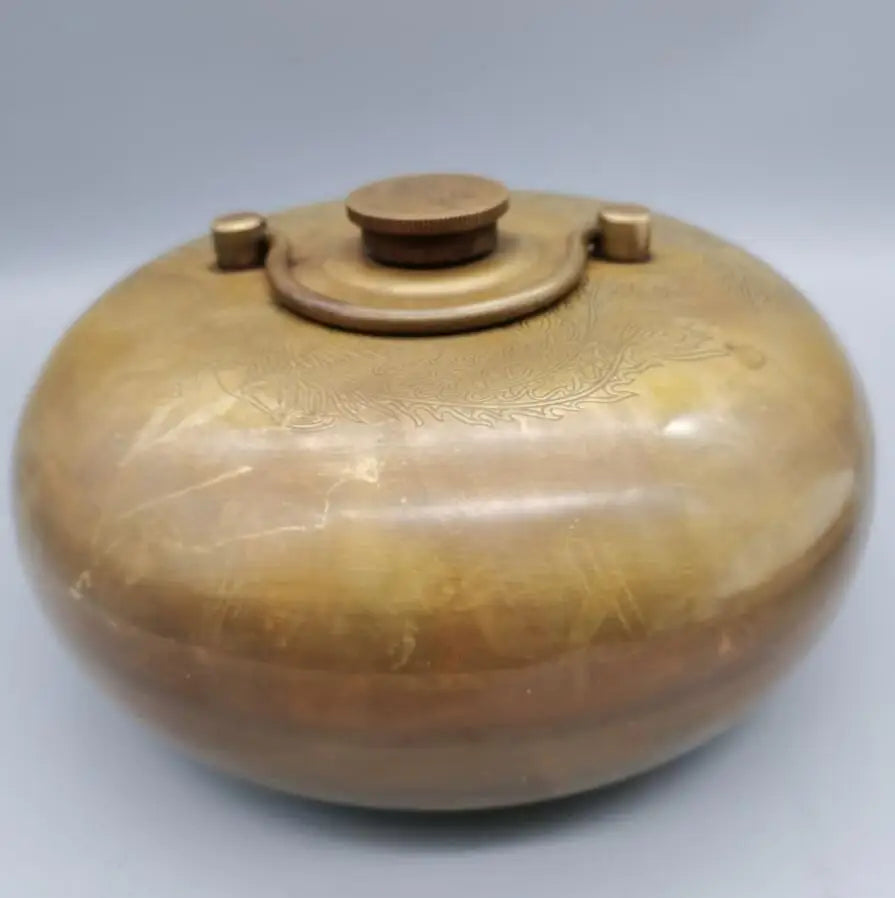 China brass dragon phoenix Warm hand pot crafts statue