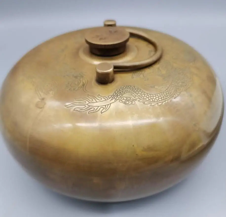 China brass dragon phoenix Warm hand pot crafts statue