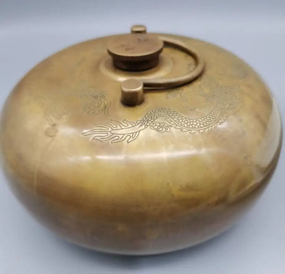 China brass dragon phoenix Warm hand pot crafts statue