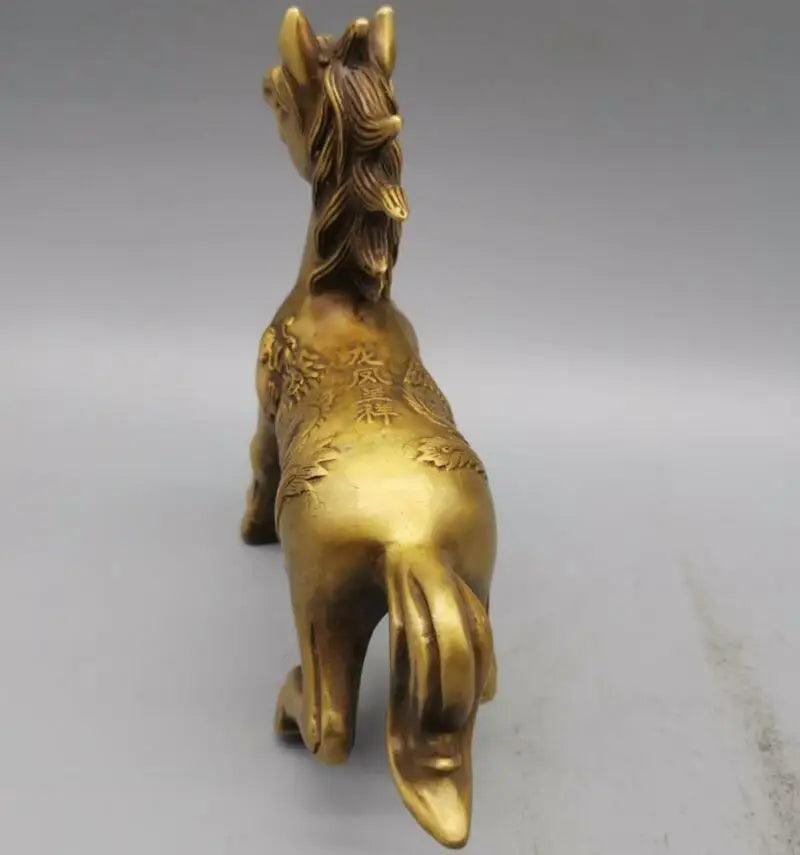 China brass dragon phoenix horse crafts statue